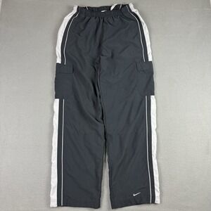 Vintage Nike Track Pants Mens Large Black Cargo Wide Leg Baggy Y2K Lined
